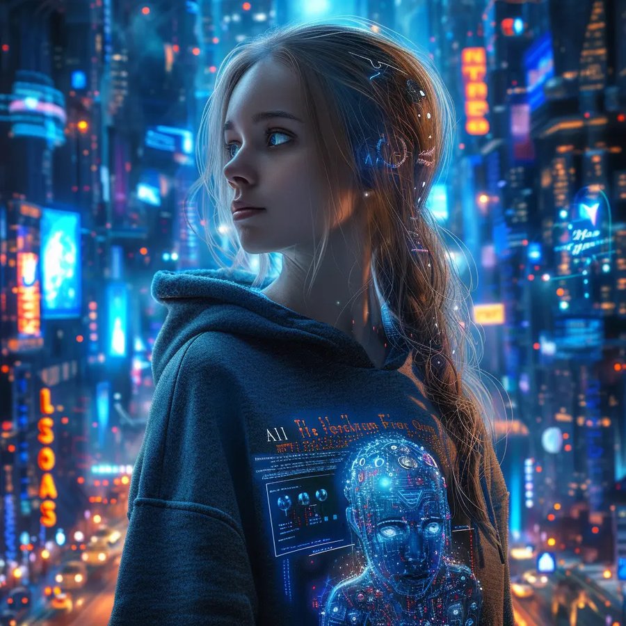 AI-generated: cyberpunk-styled portrait